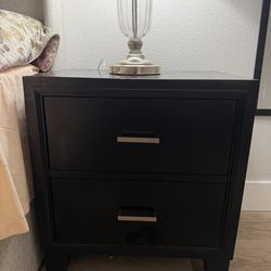 Black Nightstand with 2 Drawers