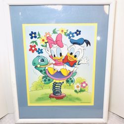 Vintage 1984 Disney Donald & Daisy Duck Framed picture