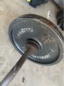 Two 25 Weight Plates and Curl Bar