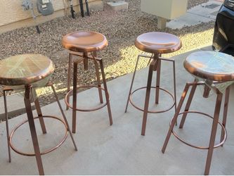 Set of 4 Rose Gold Bar Stools