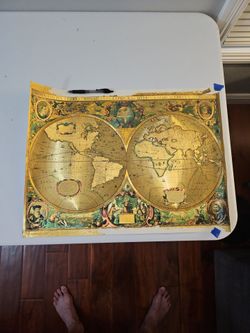 Nova Totius Terrarum Orbis Antique-Style World Map Print (some peeling)