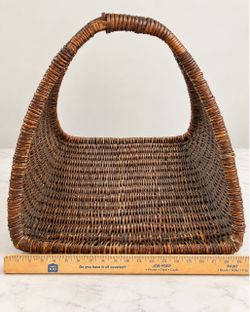 Large Vintage Wicker Basket – Rustic Rattan Storage / Decor
