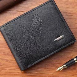 Stylish Black Leather new men Wallet with Embossed Eagle