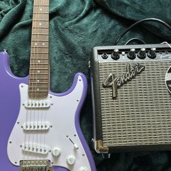 Purple Squier Strat w/amp 