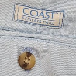 Men’s Light Blue Coast Pawleys Twill Light Blue Shorts.  Size 34.  