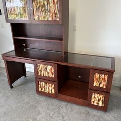 Custom Made Solid Wood/Glass Computer Desk - Great Buy!