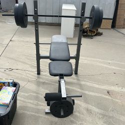 Bench with hundred pound weights