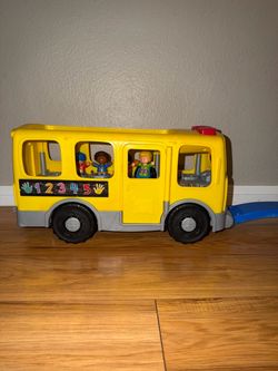 Fisher-Price Little People Big Yellow School Bus, Toddler Tool Chest, and various toys
