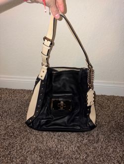black leather purse