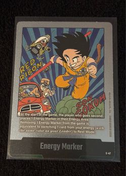 DRAGON BALL FUSION WORLD SON GOKU ENERGY MARKER E-47 (SILVER) MANGA BOOSTER VOL 1