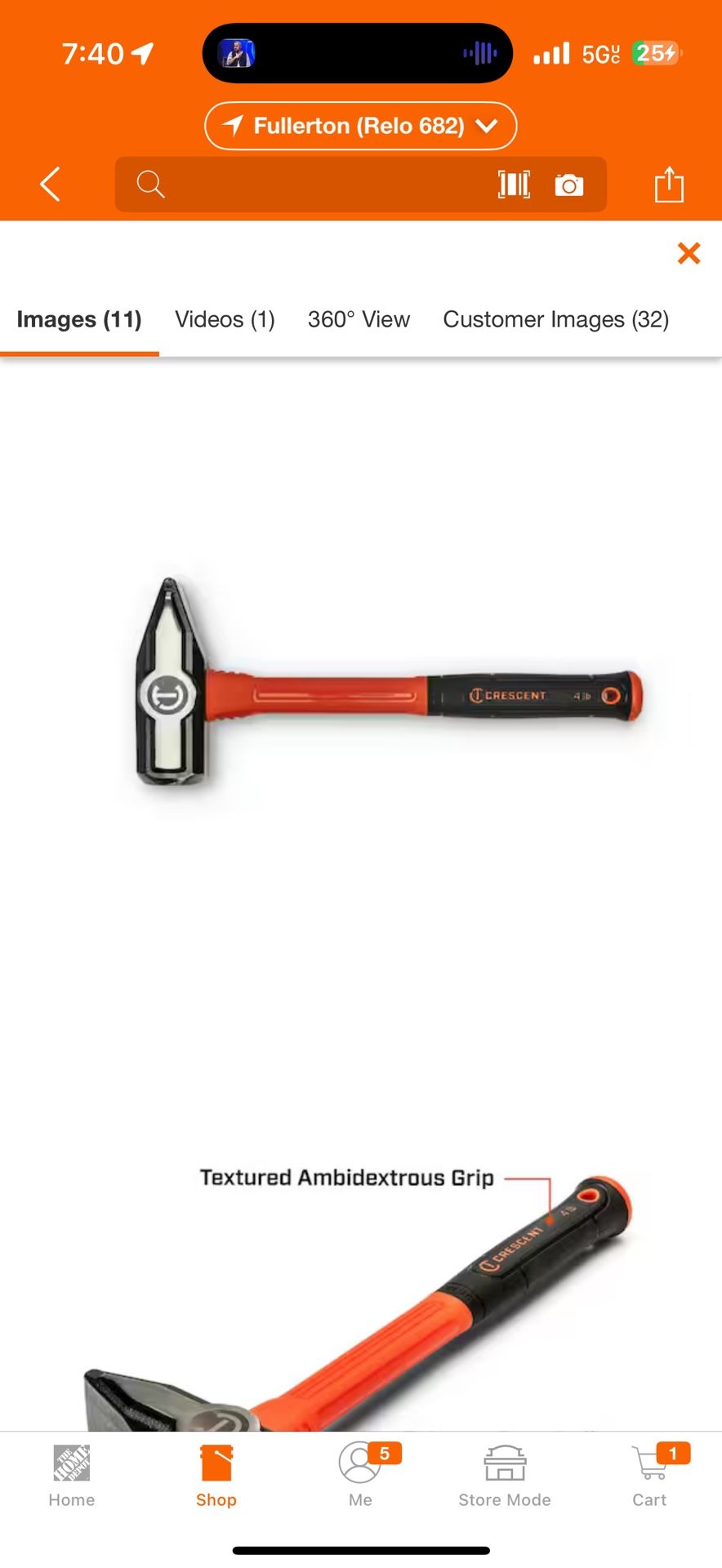 Crescent 4 lbs. Fiberglass Blacksmith Hammer