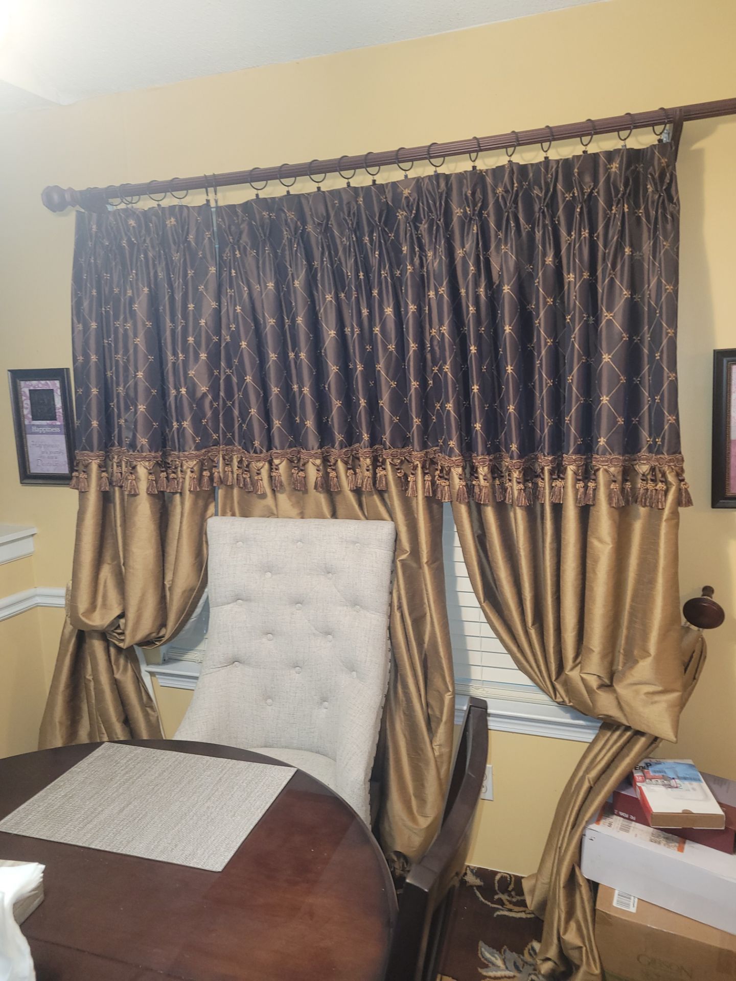 Three-95" panels and 2 rugs