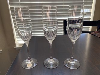 Retired Princess House Vignette Crystal Champagne Glasses - Set of 3