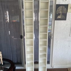 12-Tier Media Tower Rack – Slim CD/DVD Storage Cabinet with Adjustable Shelves in White