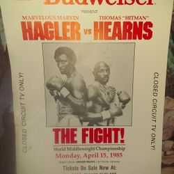 Vintage 1985 Marvin Hagler Vs Thomas Hearns Original Budweiser Cardboard Fight Poster