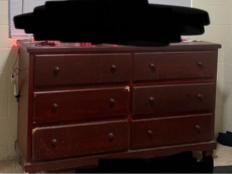 Dark Cherry Wood 6-Drawer Dresser