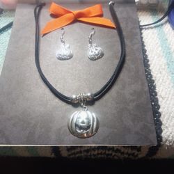 Halloween Jack O Lantern Necklace Set