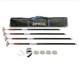 ZipWall 10 ft. Stainless Steel Dust Barrier Poles with 2-Adhesive Zippers and a Carry Bag Black (4-Pack)=Q3-979