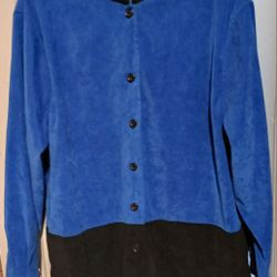 WOMEN'S NOTATIONS BRAND BLUE & BLACK SHIRT/JACKET, SIZE LARGE, FEELS LIKE SUEDE