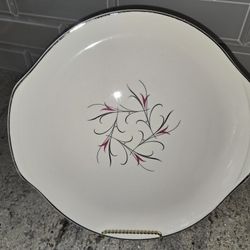 Vintage 1950's MCM Cake Plate. Simplicity Pink Pattern By Salem Serenade 