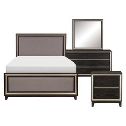 Brand New Dark Gray 4PCs Queen Bedroom Set