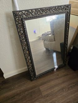 Vintage Tuscan Wrought Iron Style Wall Mirror – 36" x 24"