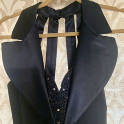 Dress - Navy Blue - Tuxedo Style