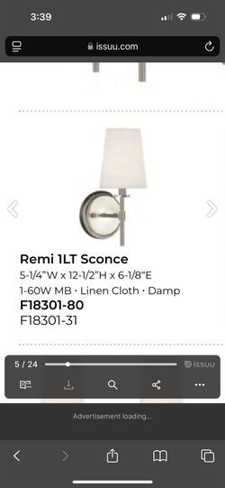 Wall Scone Light Lamp - Satin Nickel - Fabric Shade