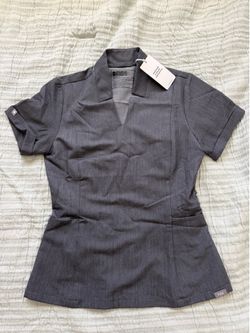 FIGS Womens Winala Slim Scrub Top XXS NWT Grey Medical Nursing