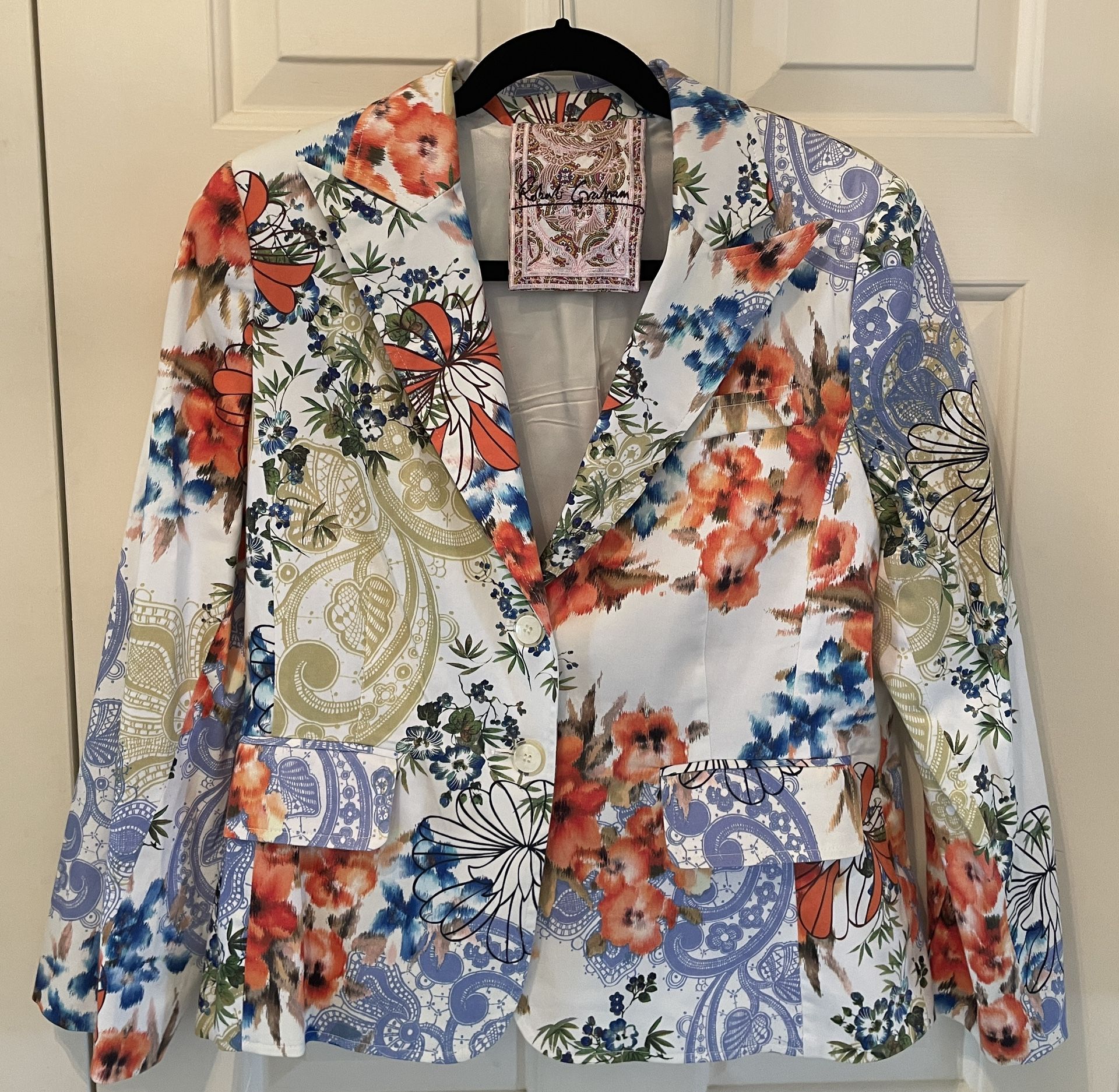 Robert Graham Floral Paisley Blazer Size 12 Made in USA Colorful Jacket