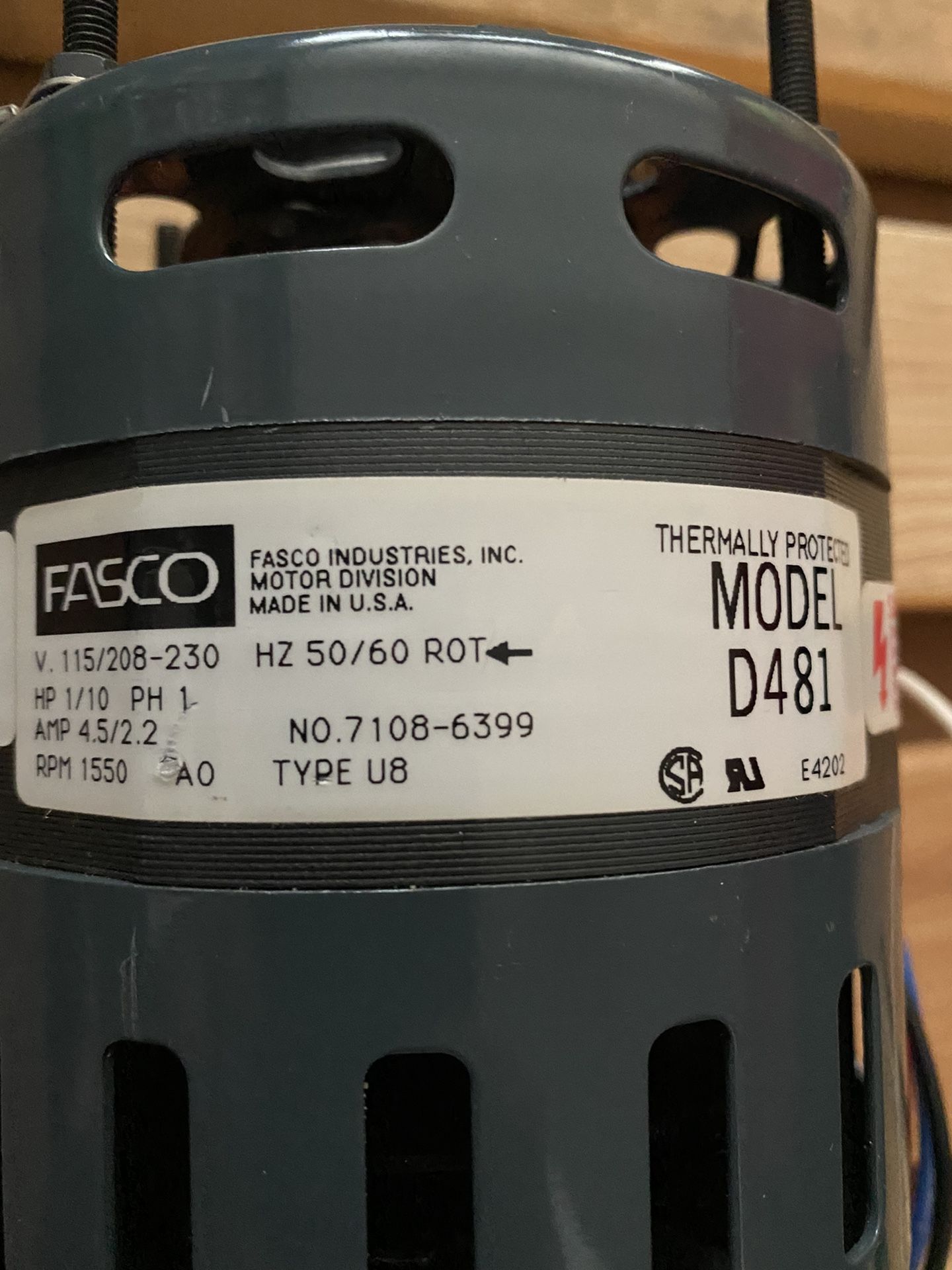 Fasco 5.0 out of 5 stars2 Reviews Fasco D481 4.4" Frame Open Ventilation Shaded Pole Refrigeration Fan Motor 1/10 HP, 1550rpm, 11