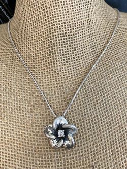 Cadena sterling dije flor piedras joyería antigua