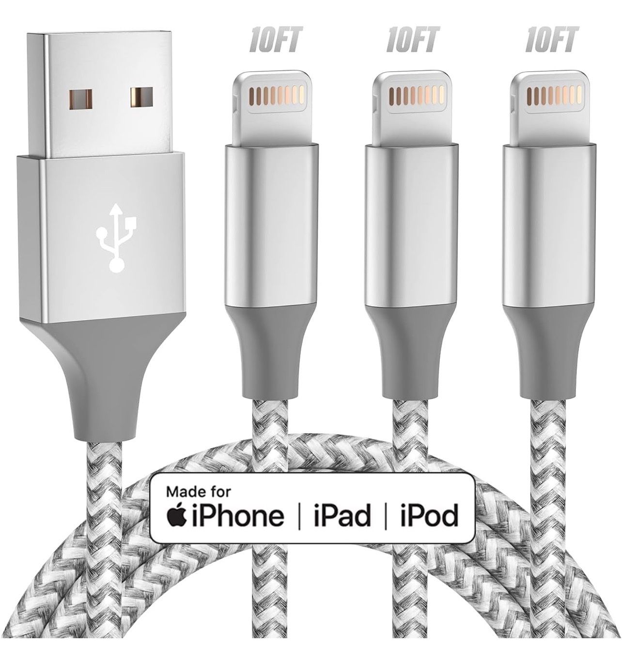 iPhone Charger 3pack 10FT Apple MFi Certified Long Lightning Cable Fast Charging High Speed Data Sync USB Cable Compatible iPhone 14 13/12/11 Pro Max/