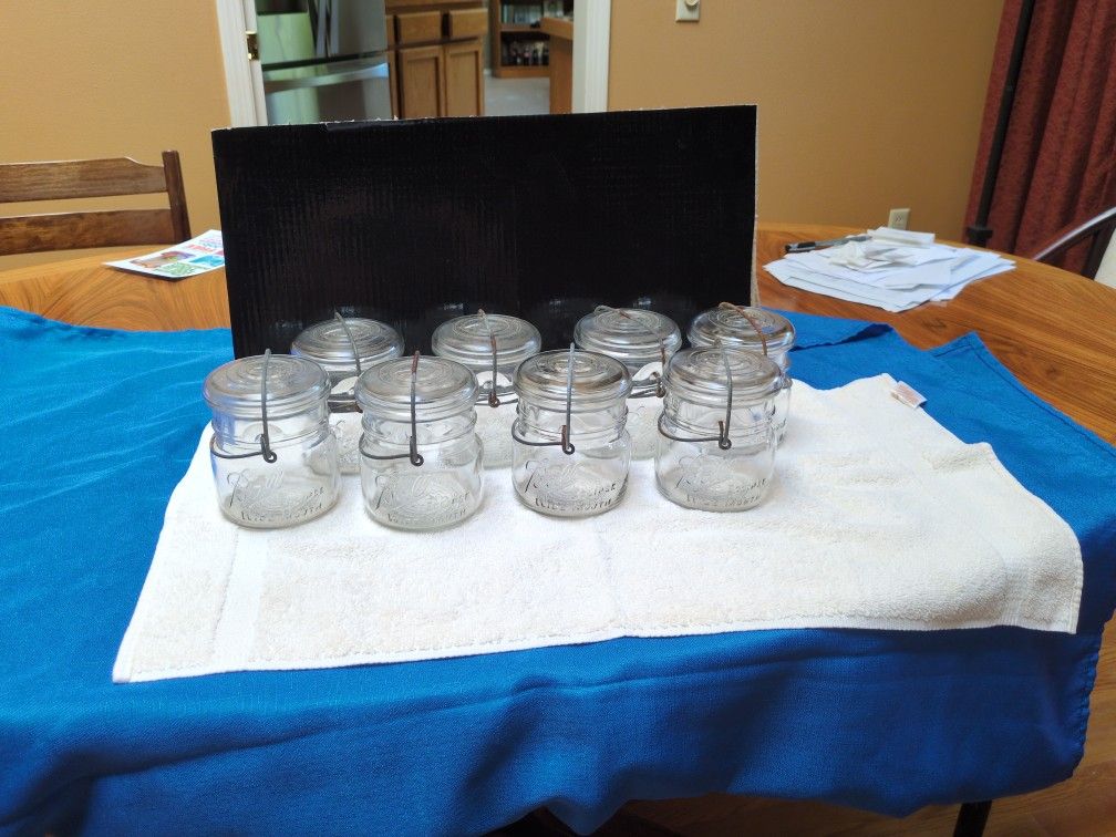 Vintage Pint Ball Eclipse Canning Jars With Glass Lids & Wire Bails