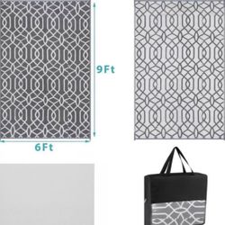 Outdoor Rug Waterproof 6x9, Reversible