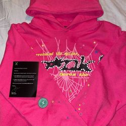 Pink Sp5der hoodie Small