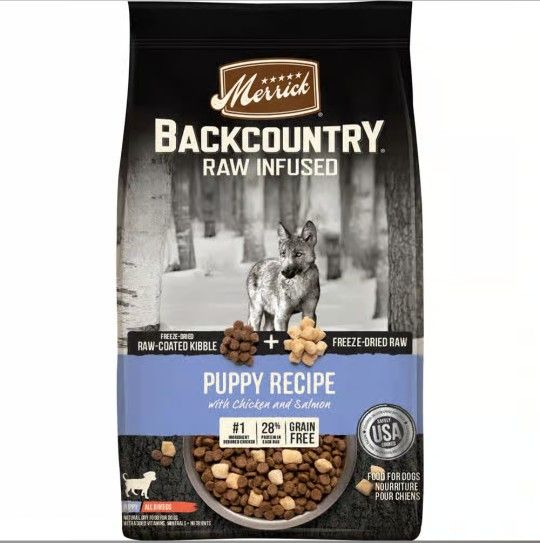 Merrick Backcountry - Raw Infused - Chicken & Salmon - Puppy - Grain-free - Dry Dog Food 4lbs