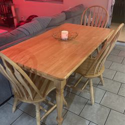 Wood Kitchen Table + 3 Chairs 