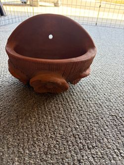 Terracotta Wall Hanging Planter with Raised Flower Design
