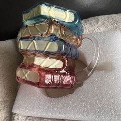 BRAND NEW/3D Painted Book Stack Glass Coffee Mug,