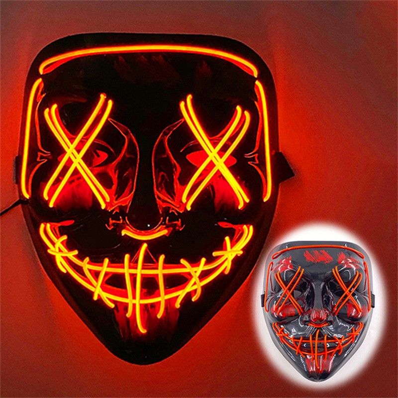 Halloween Led Purge Mask Glow In The Dark Masquerade Party Masks Glowing (Red)