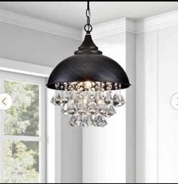 New Visalia 13.8 in. W 1 Light  Antique Black Crystal Chandelier