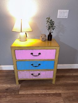 Colorful Vintage-Style 3 Drawer / Nightstand