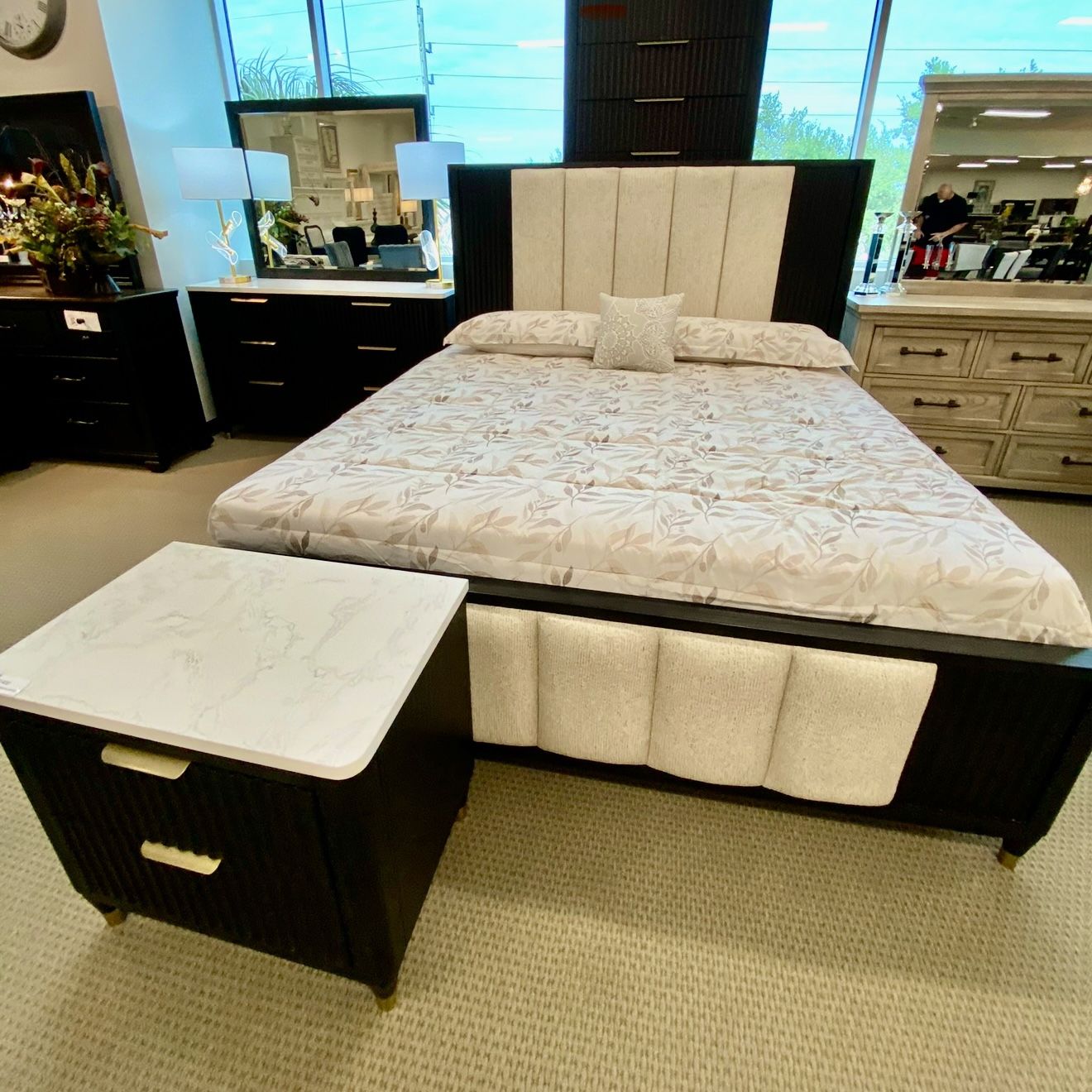 New Queen Bedroom Set W Marble Top/ Mattress Not Included