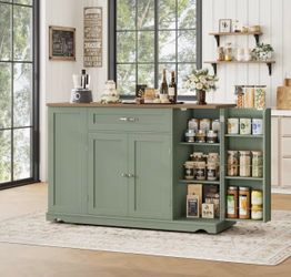 Kitchen Island Cart with Storage, 47'' Kitchen Storage Island on Wheels with 2 Drawers, Rolling Island Table with, Customized