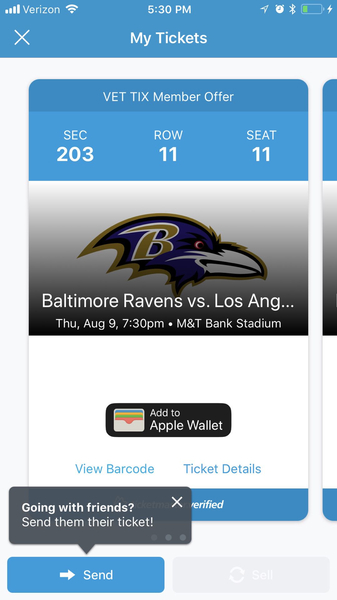 2 Ravens Preseason Tickets for sale