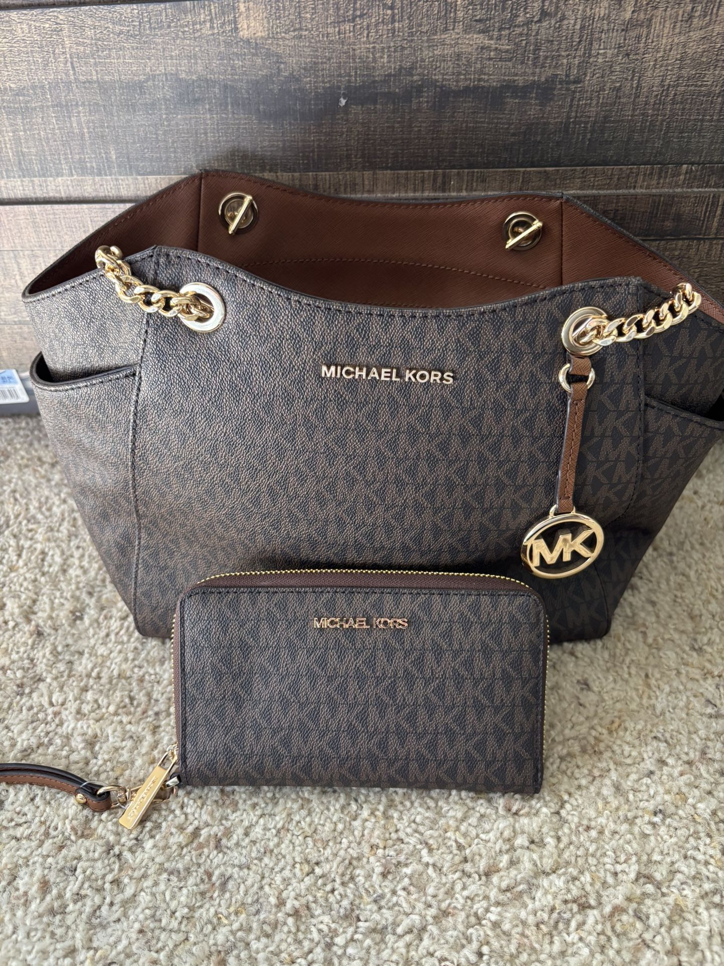Brown MK Wallet And Purse Bundle