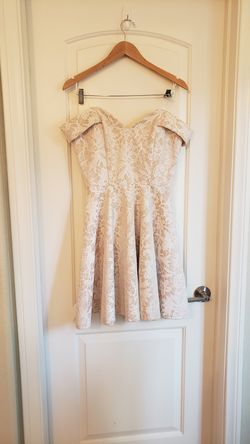 Cream & White Lace overlay Semi- Formal Dress