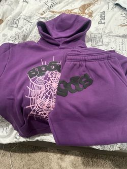 spider worldwide, purple, large sweatpants, extra large hoodie