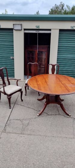 Antique Dining Room Set & Stereo Walnut Piece